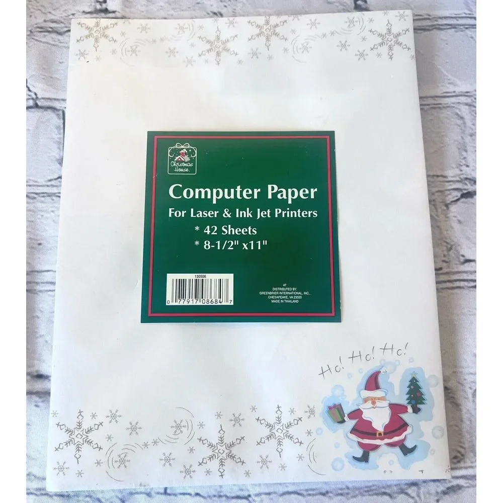 Christmas House Holiday Computer Printer Paper Stationery 42 sheets 8.5 X 11